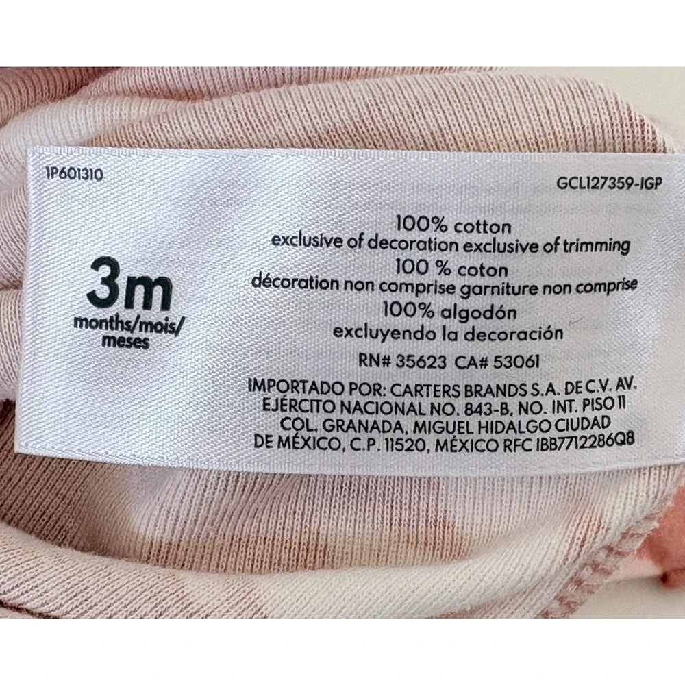 Carters Baby Girl Sleeper Gown Set 3 Months 100% Cotton Pink‎ Floral Dragonfly